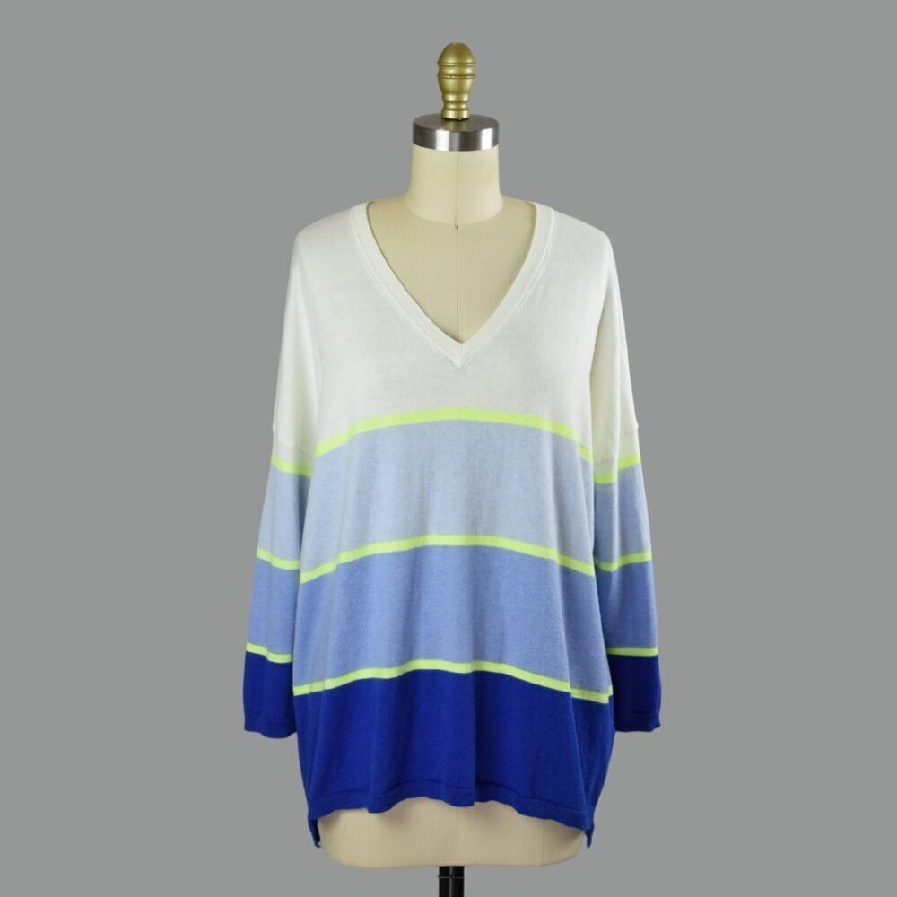 SCOTT & SCOTT LONDON STRIPED SILK BLEND V-NECK SWEATER